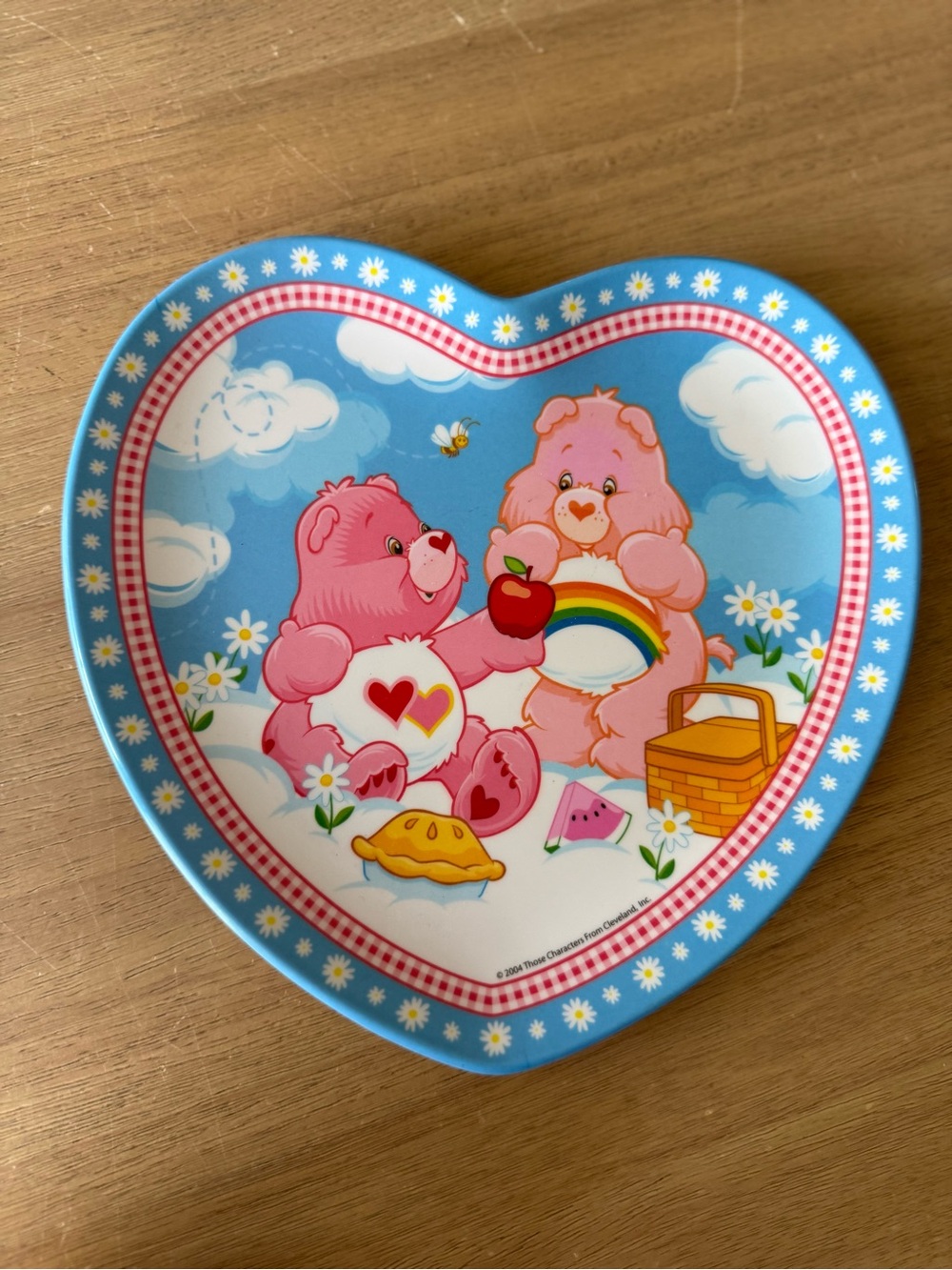Vintage CARE BEARS Heart Shaped Melamine Plate Zak! Designs 2004 8”